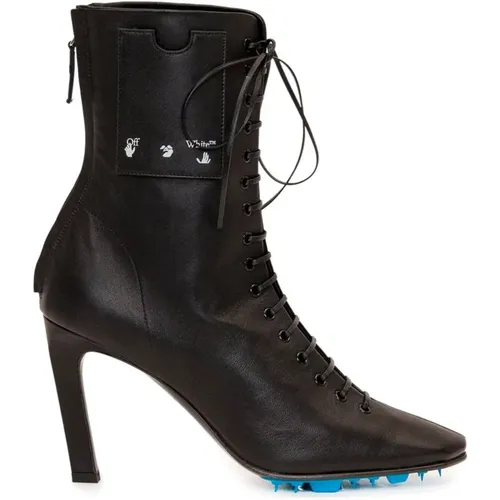 Leather Ankle Boots Ss22 , female, Sizes: 6 UK, 5 UK, 4 UK - Off White - Modalova