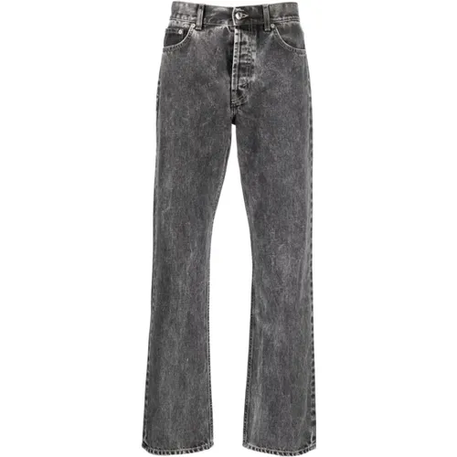 Grey Stonewashed Straight-Leg Jeans , male, Sizes: W30 - Séfr - Modalova