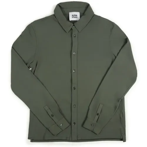 Militärgrünes Herrenhemd Ice Cotton , Herren, Größe: XL - Alpha Studio - Modalova