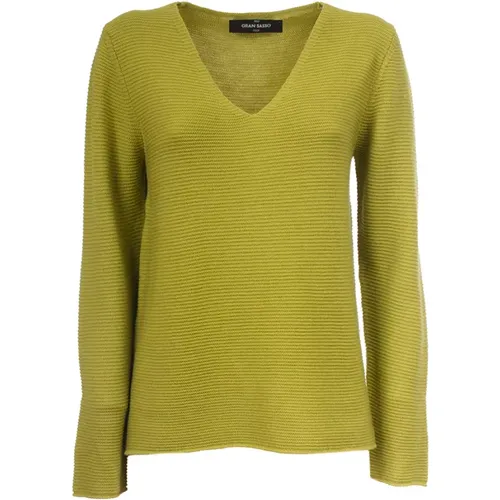 Wool Sweater with V-Neck , female, Sizes: L, XL - Gran Sasso - Modalova