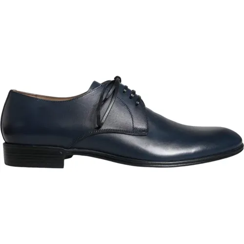 Marineblaue Leder Derby Schuhe , Herren, Größe: 43 EU - Dolce & Gabbana - Modalova