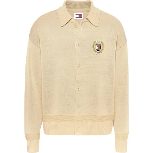 Wool Polo Cardigan Sweater , male, Sizes: M - Tommy Hilfiger - Modalova