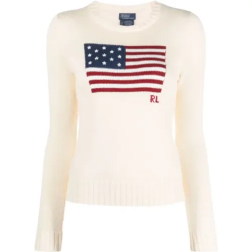 Amerikanische Flagge Langarm-Pullover , Damen, Größe: XS - Ralph Lauren - Modalova