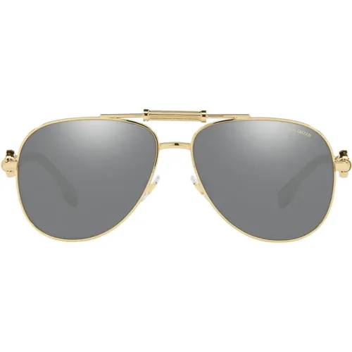 Goldene Metall Piloten Sonnenbrille mit Medusa Logo - Versace - Modalova