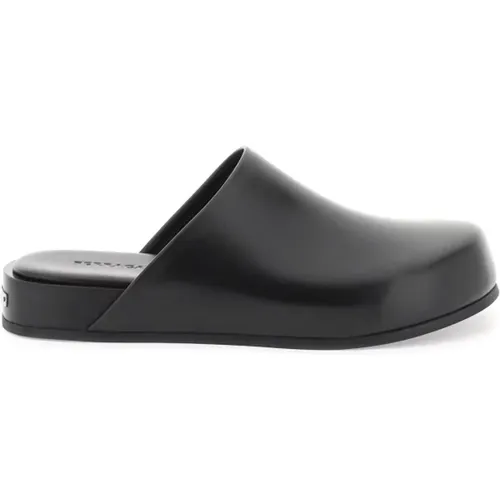 Clogs aus glattem Leder mit abgerundeter Spitze , Herren, Größe: 41 EU - Salvatore Ferragamo - Modalova