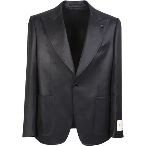 Single-breasted linen blazer from , male, Sizes: XL, M, L - Lardini - Modalova