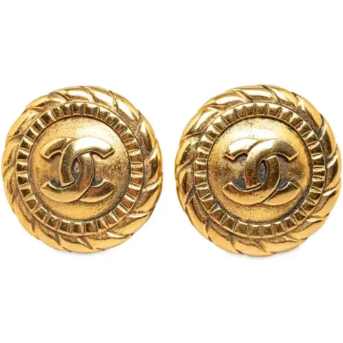 Pre-owned Gold earrings , female, Sizes: ONE SIZE - Chanel Vintage - Modalova