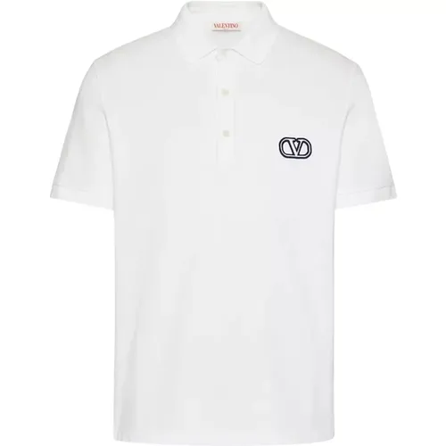 Baumwoll-Piqué-Polo-Shirt mit VLogo Signature Patch , Herren, Größe: 2XL - Valentino - Modalova