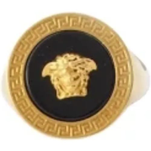 Medusa Relief Metall und Perlmutt Ring , Herren, Größe: 54 MM - Versace - Modalova