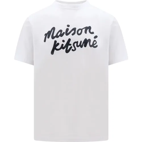 T-Shirt mit Logo-Print aus Baumwolle - Maison Kitsuné - Modalova