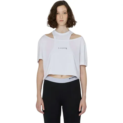 Logo Print Crop T-shirt , Damen, Größe: S - John Richmond - Modalova