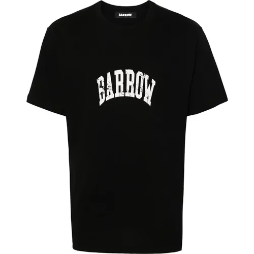 Schwarzes T-Shirt mit Logo-Print , Herren, Größe: L - BARROW - Modalova