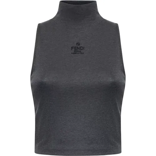 Graues Geripptes Strick Tank Top , Damen, Größe: M - Fendi - Modalova