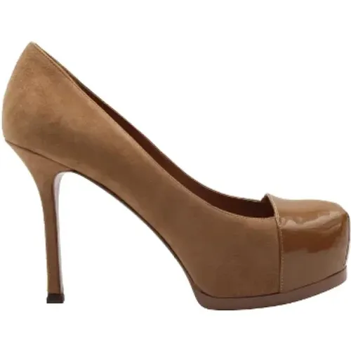 Pre-owned Suede heels , female, Sizes: 4 1/2 UK - Saint Laurent Vintage - Modalova