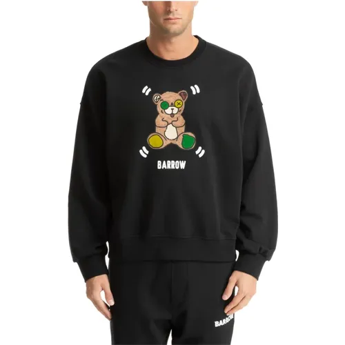 Gemustertes Teddy Sweatshirt mit Logo-Tasche , Herren, Größe: M - BARROW - Modalova