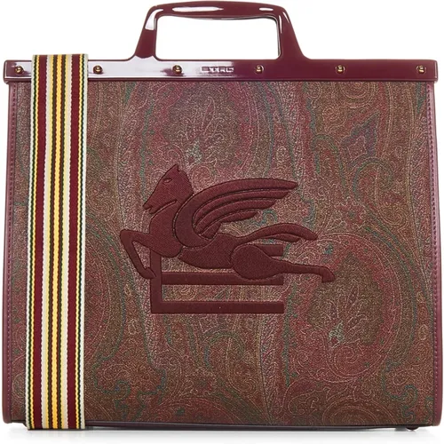 Red Paisley Canvas Shopping Bag , female, Sizes: ONE SIZE - ETRO - Modalova