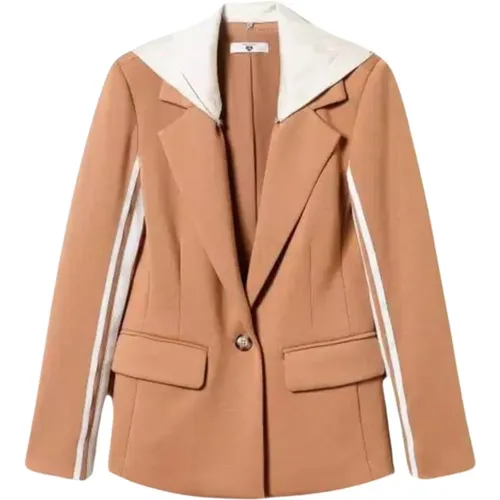 Beiger Blazer mit Abnehmbarer Kapuze - Twinset - Modalova