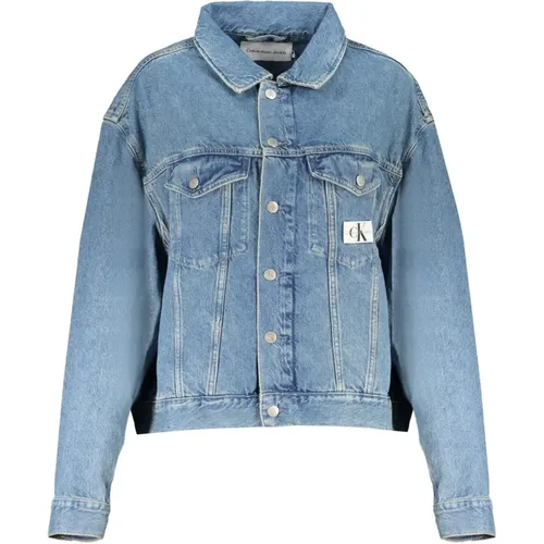 Blaue Jeansjacke Langarm Gewaschen , Herren, Größe: L - Calvin Klein - Modalova