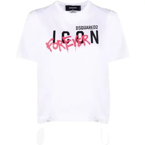 Icon 4Ever - Weißes T-Shirt , Damen, Größe: XS - Dsquared2 - Modalova