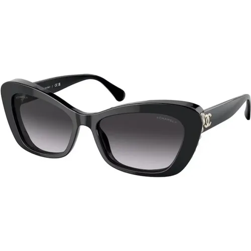 Schwarze Rahmen Sonnenbrille , unisex, Größe: 56 MM - Chanel - Modalova