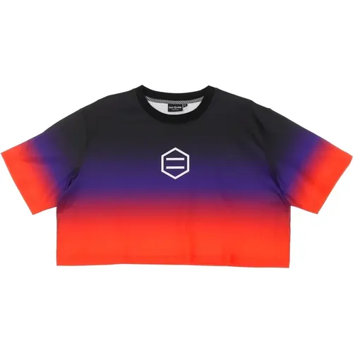 Gradient Crop Top Kurzarm T-Shirt , Damen, Größe: L - Dolly Noire - Modalova