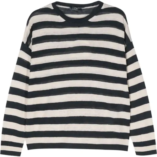 Blue Striped Linen Sweater , female, Sizes: XS - Max Mara - Modalova