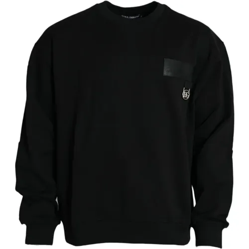 Schwarzer Logo Sweatshirt Baumwolle Rundhalsausschnitt - Dolce & Gabbana - Modalova