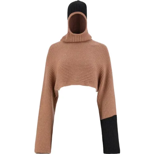 Colour-Block Ribbed Jumper , female, Sizes: L, M - Salvatore Ferragamo - Modalova