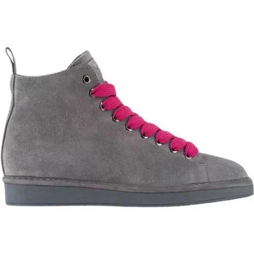 Grey-Fuchsia Suede Ankle Boots with Faux Fur Lining , female, Sizes: 6 UK - Panchic - Modalova
