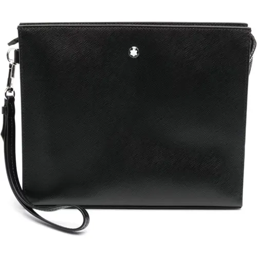 Schwarze Texturierte Leder Clutch Tasche - Montblanc - Modalova