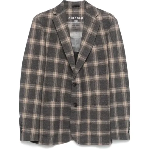 Plaid Fleece Jacket with Notched Lapels , male, Sizes: L, M, 2XL, XL, 3XL - Circolo 1901 - Modalova