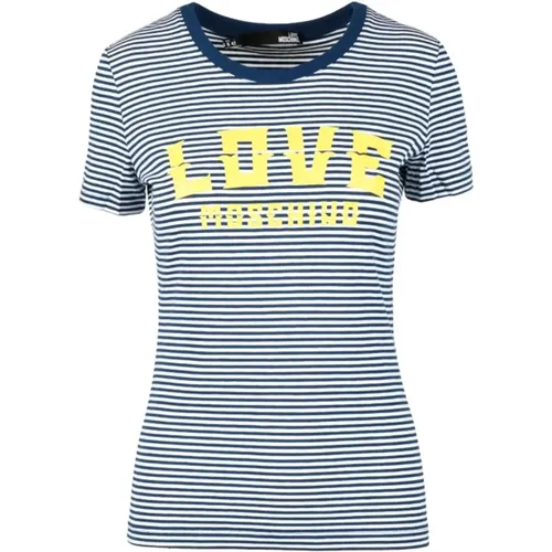 Baumwolle Elasthan T-shirt , Damen, Größe: S - Love Moschino - Modalova