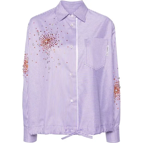 Violet Splash Embroidery Shirt , female, Sizes: XS - DES Phemmes - Modalova
