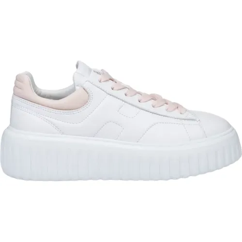 Weiße Sneakers mit Pinken Details , Damen, Größe: 36 1/2 EU - Hogan - Modalova