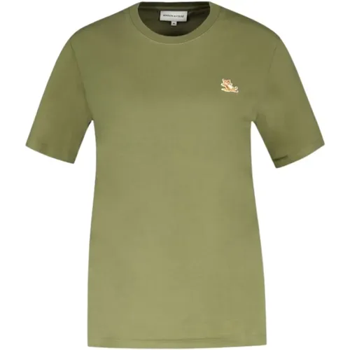 Fox Patch T-Shirt - Grün , Herren, Größe: S - Maison Kitsuné - Modalova