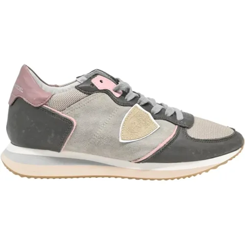 Low Top Sneakers in Grey Pink Mix , female, Sizes: 5 UK, 7 UK, 3 UK - Philippe Model - Modalova