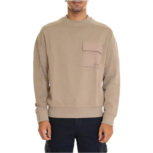 Pocket Cargo Crewneck Sweatshirt , male, Sizes: 2XL, L, M - Boss - Modalova