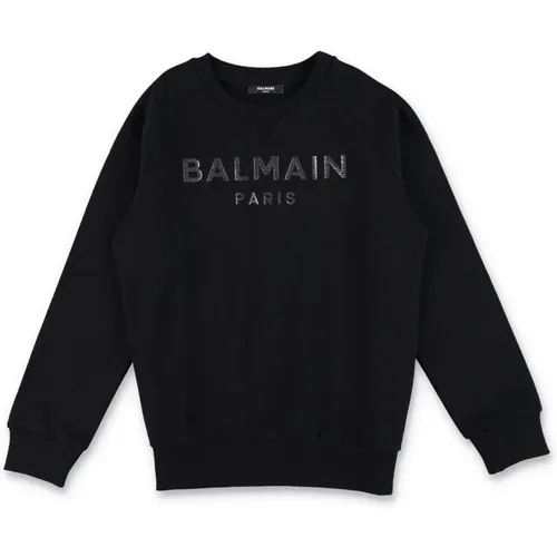 Schwarz/Silber Strickware Aw24 Logo Sweatshirt - Balmain - Modalova