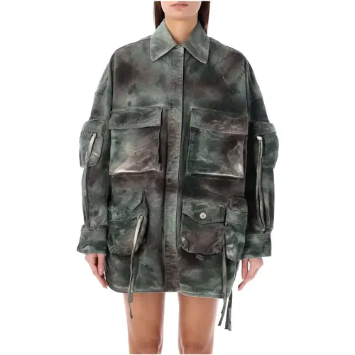 Camouflage Overshirt Coat , female, Sizes: 2XS - The Attico - Modalova