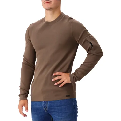 Brauner Strickpullover Runder Ausschnitt , Herren, Größe: S - Genti - Modalova