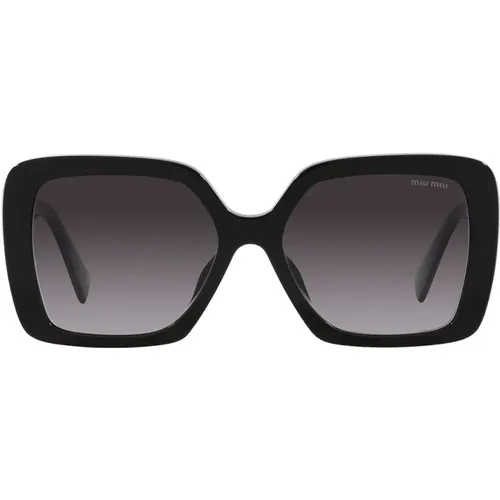 Irregular Shape Sunglasses with Gradient Grey Lenses and Gold Logo , female, Sizes: 56 MM - Miu Miu - Modalova