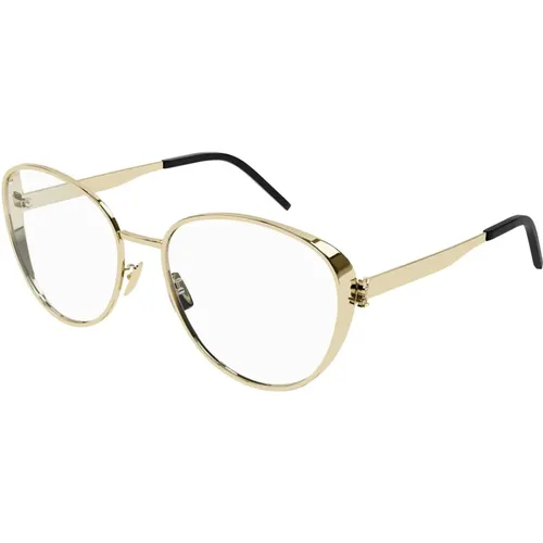 Glänzende Goldene Brille , Damen, Größe: 57 MM - Saint Laurent - Modalova