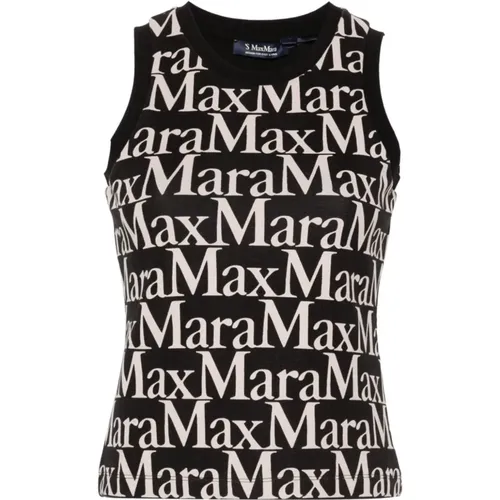 Bedrucktes ärmelloses schwarzes Top , Damen, Größe: XS - Max Mara - Modalova