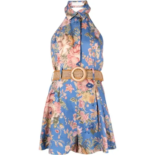 Multicolour Linen Dress with Adjustable Belt , female, Sizes: S, L - Zimmermann - Modalova