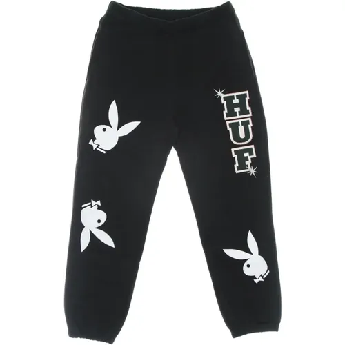 Schwarze Playboy Rabbit Head Fleece Hose , Herren, Größe: M - HUF - Modalova