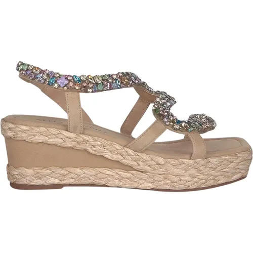 Snake Wedge Sandal with Embellishments , female, Sizes: 8 UK, 6 UK, 5 UK - Alma en Pena - Modalova