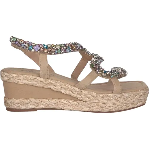 Snake Wedge Sandal with Embellishments , female, Sizes: 9 UK, 6 UK, 4 UK, 5 UK - Alma en Pena - Modalova