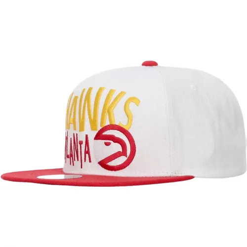 Atlanta Hawks Flat Brim Snapback Cap , male, Sizes: ONE SIZE - Mitchell & Ness - Modalova