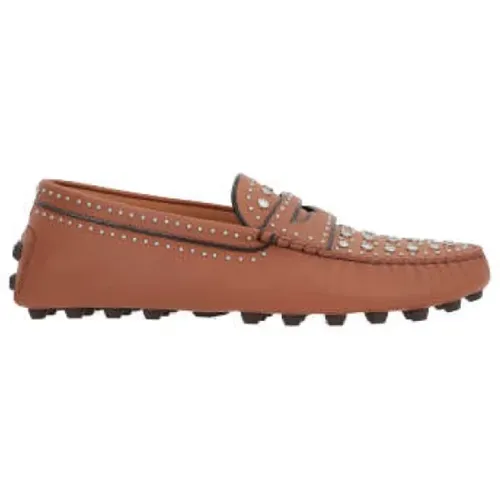 Metallische Nieten Mandelförmige Leder Flache Schuhe , Damen, Größe: 36 1/2 EU - TOD'S - Modalova