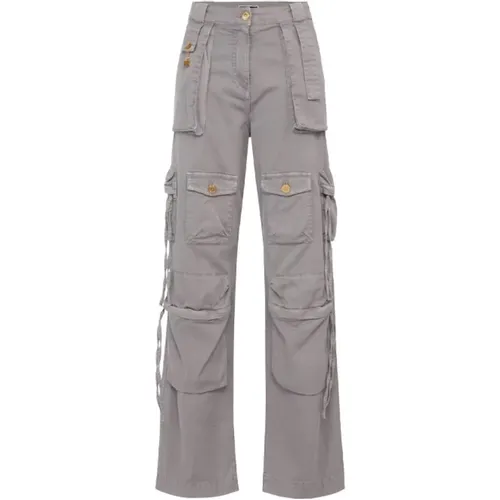 Cargo Jeans in Lead Color with Laces , female, Sizes: W28 - Elisabetta Franchi - Modalova